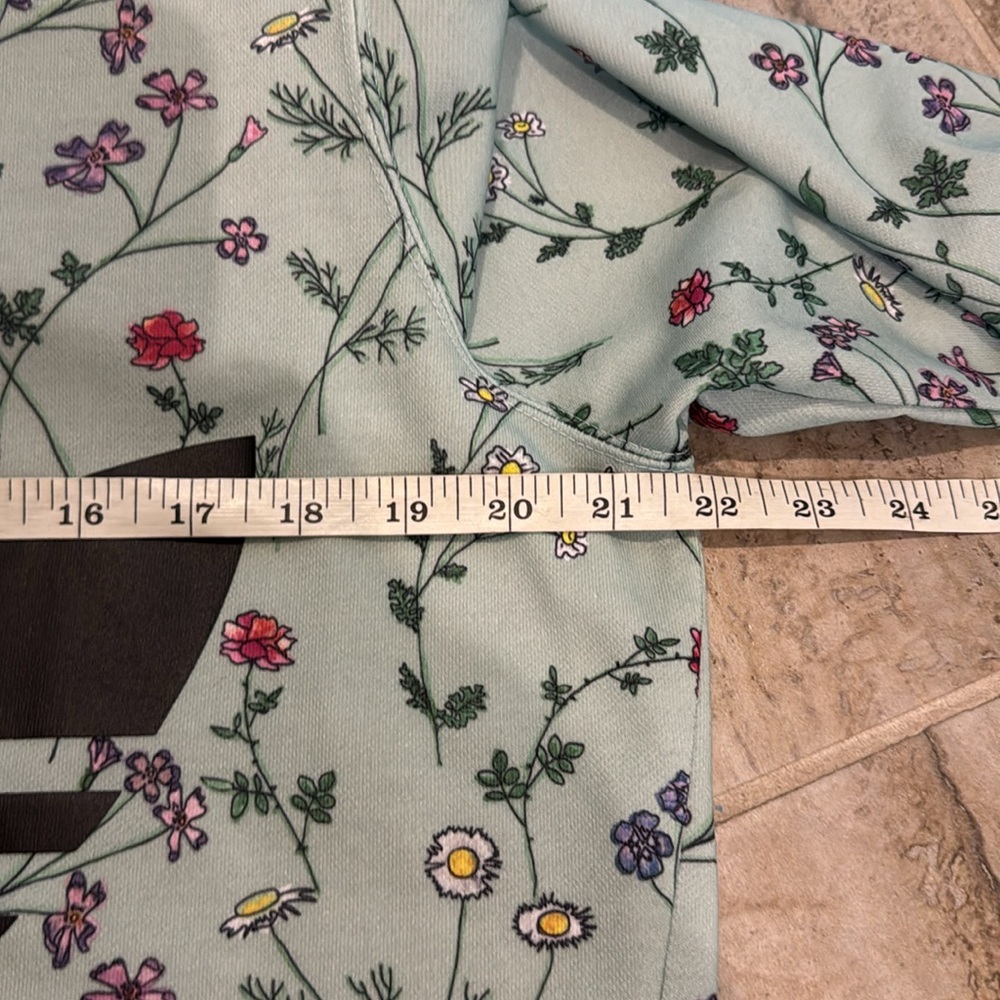 Adidas Floral Print Logo Hooded Sweatshirt Hoodie Green Floral Size Medium - Picture 8 of 16